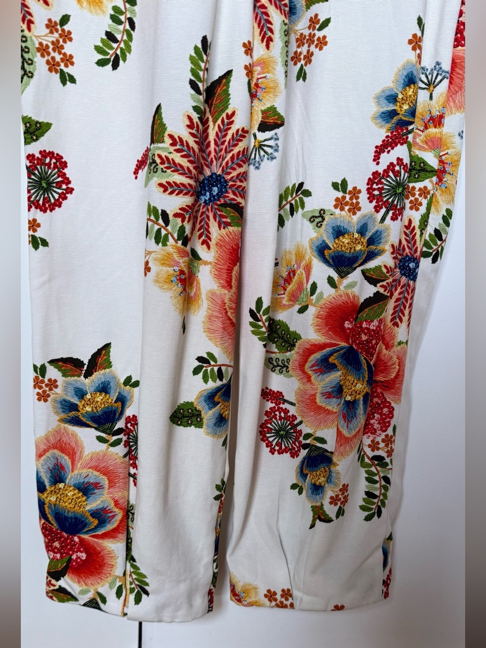 FARM Rio Strapless Floral Barrel-Leg Jumpsuit - White with Red, Orange & Blue - Picture 6 of 9